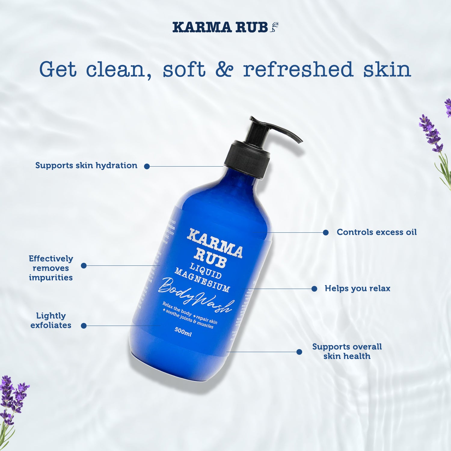 Magnesium Body Wash 500ml - Karma Rub Liquid Magnesium 