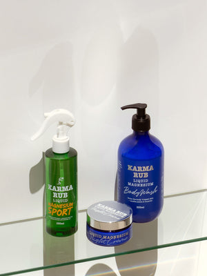 Magnesium Body Wash, Sports Spray, Night Cream - Karma Rub Liquid Magnesium 